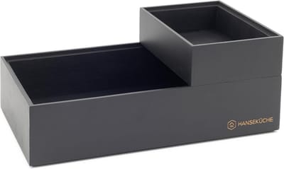Opbergdozen Set - Stapelbare Bakken - Keuken Organisatie - Duurzaam Bamboe - 15x30x5cm - Zwart