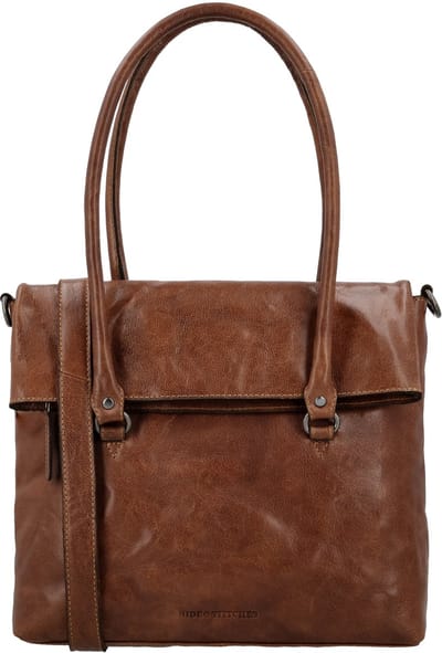 Hide & Stitches Westland Laptoptas 13,3 Inch - Leer - Werktas - Laptopvak - Schouderband - Zakelijke Tas - A4 - Shooltas - Shopper - Leren Dames Tas - Cognac