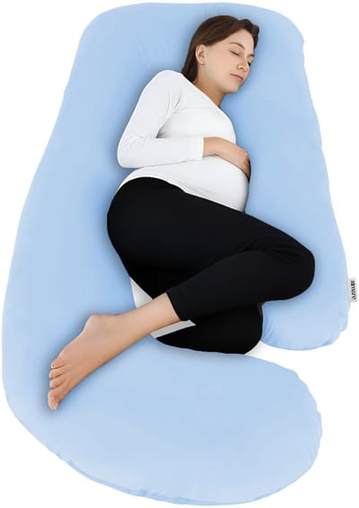 SIMARE Zwangerschapskussen Blauw 160x70cm G-vorm - Bodypillow Lichaamskussen Voedingskussen