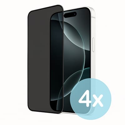Privacy Screenprotector Geschikt voor iPhone 16 Pro – Anti-Gluren – Krasbestendig Gehard Glas 9H – Volledige Dekking – 4-Pack – FuturiQ
