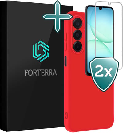 Hoesje Met 2x Screenprotector - Geschikt voor Samsung Galaxy A17 - Sterk & Shockproof - Telefoon Hoes - Back Cover - Siliconen Case - Rood