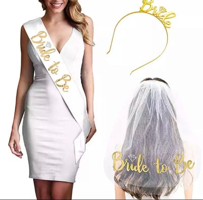 Akyol - Bride to be combi set – bruiloft – trouwdag - sluier – trouwerij – sjerp - feestdag – lint – combinatie – bruid – liefde – love