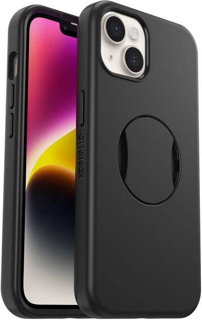 OtterBox OtterGrip Hoesje Geschikt voor Apple iPhone 15 Plus | Compatible met MagSafe | Back Cover Hoesje | Zwart