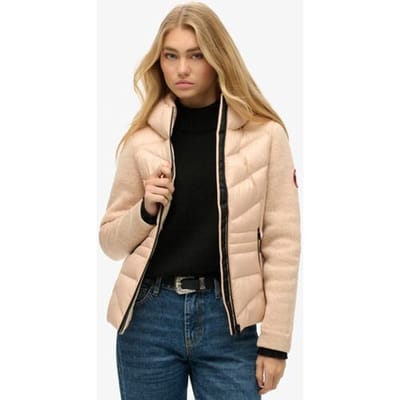 Superdry Gebreide Hybrid Storm jas met Capuchon Beige Grootte: 42