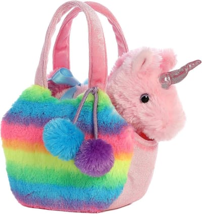 Schattige Unicorn Draagtas van Pluche voor Huisdieren - Regenboog