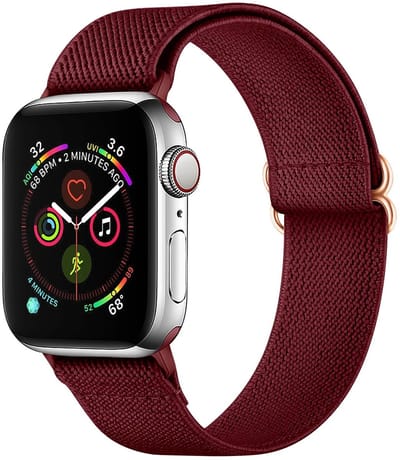 SBG Nylon Bandje Geschikt voor Apple Watch 1/2/3/4/5/6/7/8/9/10/11/SE - 38/40/41/42MM - Elastisch Sport Horlogebandje - Bordeaux
