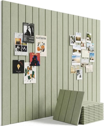 120x90cm Groot Zelfklevend Filt Prikbord, 12 Stuks 30x30cm Decoratief Filt Prikbord, Opvouwbaar Fotobord voor Kantoor Keuken, Foto's Memo's Wanddecoratie (Grasgroen)