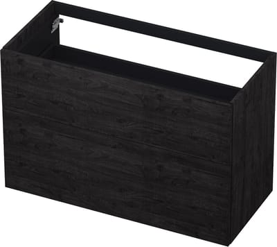 INK wastafelonderkast 2 laden greeploos push to open hout decor 100x45x65cm, houtskool eiken