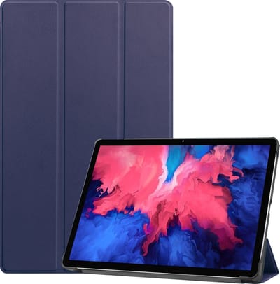 Hoes - Geschikt voor Lenovo Tab P11 - Dun & Stevig - Trifold Bookcase - Hard Cover - Hardcover Book Case - Tablet Hoesje - Donkerblauw