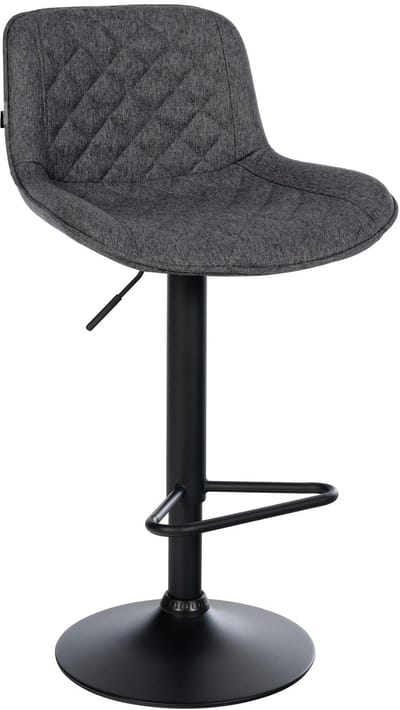 CLP Kasson Barkruk - met rugleuning - In hoogte verstelbaar - metalen frame - met voetsteun - zwart/zwart