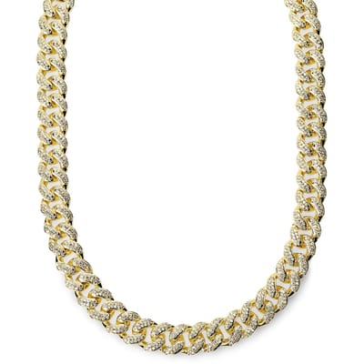 Nicos | 12 mm Goudkleurige Cubaanse Ketting met Zirkonia's