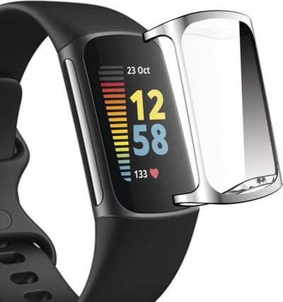 By Qubix - Geschikt voor Fitbit Charge 5 - Fitbit Charge 6 TPU case (volledig beschermd) - Zilver