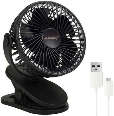 Draadloze Clip Ventilator | Ø16cm | Staand/Hangend | USB oplaadbaar | Wit | 3 snelheden | Wave functie Fan | Vakantie