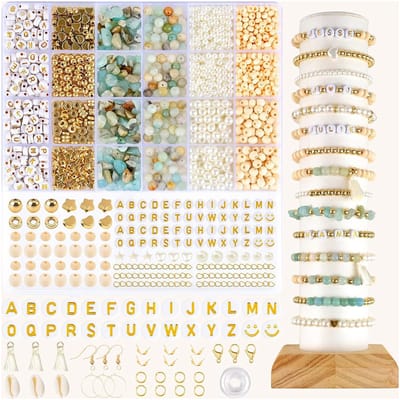 QTTVBTNA - 1 Stuk DIY Armband & Sieraad Set met Natuurstenen Kralen - Creatief Knutselpakket voor Volwassenen - Inclusief Decoratieve Parels voor Armbanden, Kettingen en Oorbellen