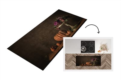 Keukenloper - Loper keuken - Stilleven - Schilderij - Druiven - Pompoen - Fruit - 120x50 cm - Keukenloper vinyl
