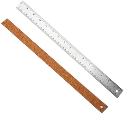 Set van 2 RVS Linialen met Kurken Achterkant - Rechte Liniaal voor Tekeningen, Naaien en Houtbewerking, 35 cm