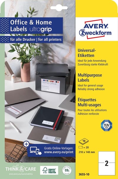 Avery Etiketten Zweckform 210 X 148 Mm Papier 20 Stuks