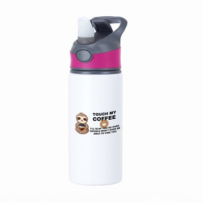 Hacebo® - Koffie waterfles met rietje roze - Koffie - Koffieliefhebber cadeau - Leuke cadeau - met opdruk - Coffee gift - verslaafd aan koffie - collega cadeau - water fles - 650ML