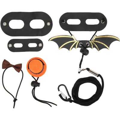 Ensemble Harnais et Laisse pour Lézard Réglable avec Chapeau et Nœud Papillon Attachés Corde pour Lézard avec Aile pour Petits Animaux black