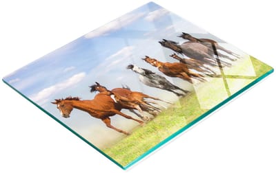 Decoratieve snijplank van gehard glas met galopperende paarden, 60x52 cm