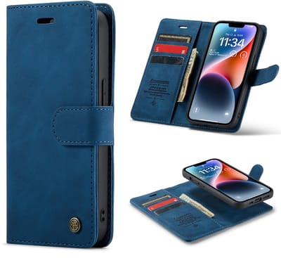 Casemania Hoesje Geschikt voor Apple iPhone 12 & 12 Pro - Navy Blue - 2 in 1 Magnetic Book Case