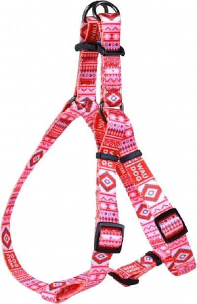 WAUDOG Ethno Red Harnas / Hondentuigje - Nylon - Breedte: 20 mm - Borstomtrek: 50 - 80 cm (GELIEVE ALVORENS BESTELLEN OPMETEN)
