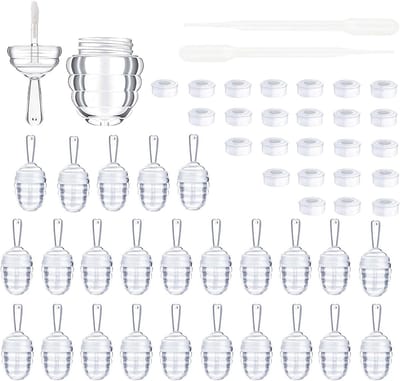 Set van 25 Lege Plastic Lip Cans van 5 ml, Mini Lip Houder, Transparant en Navulbaar met 2 Plastic Trechters voor Dames en Meisjes, Ideaal voor Lipbalsem en Make-up