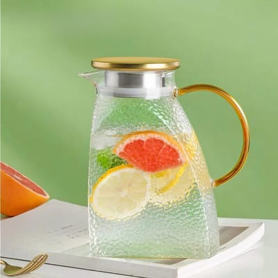 Pichet à eau froid blanc, grande capacité, motif marteau, résistant à la chaleur, avec poignée, pour porte de réfrigérateur domestique 1800ml