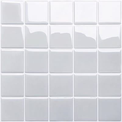 24Supply Plaktegels - 10 Stuks - Glans - Grijs - 25.4x25.4cm