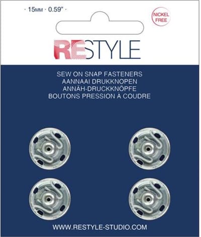 ReStyle 015.12005 Aannaaidrukknopen 15 mm zilver nikkelvrij, 4 stuks