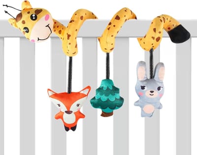 Babyspeelgoed - Autostoel hanger - Zintuigen stimuleren - Hoog contrast ontwerp - 25 cm - Bosstijl