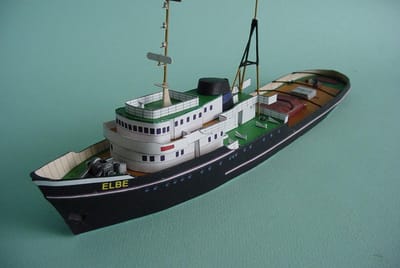Modelbouw, bouwplaat Elbe, sleepboot,  schaal 1/250