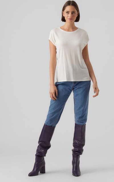 Vero Moda T-shirt Vmava Plain Ss Top Gajrs Noos 10284468 Snow White Dames Maat - M