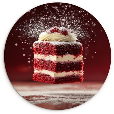 WallCircle® Wandcirkel 120x120 cm - Muurcirkel Rode - Velvet - Taart - Eten - Muurdecoratie woonkamer - Wanddecoratie slaapkamer - Kamer decoratie accessoires - Ronde schilderijen XXL
