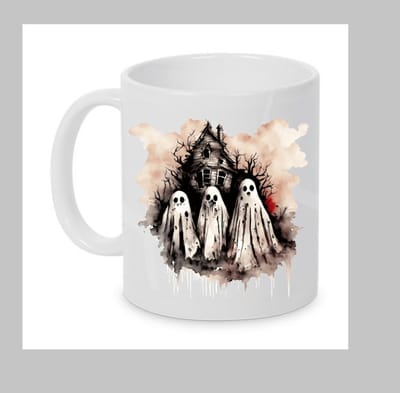 Halloween mok, Bedrukte mok, Mok met spookhuis, Spookhuis, Cadeau, Mok, Beker, XLX®