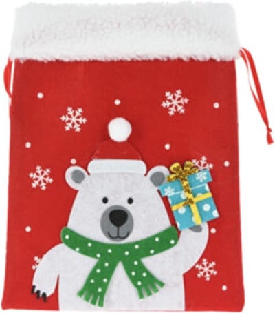 Home & Styling Kerst Zakje in vilt - Set van 3 stuks - 27x21x3cm - IJsbeer