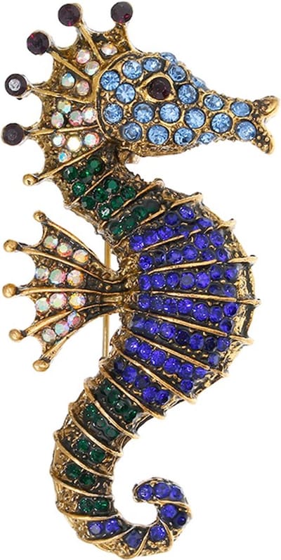 Fako Bijoux® - Broche - Zeepaardje - 58x30mm - Blauw