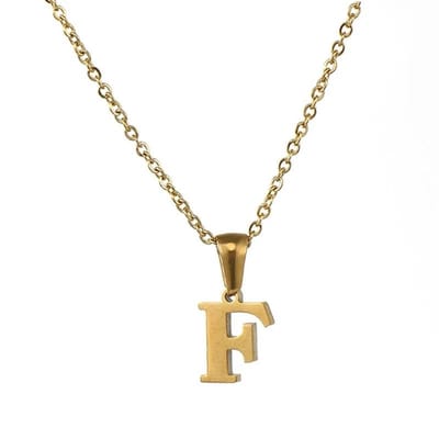 Aramat Jewels | Halskettingen | Stalen Letter Ketting goudkleur | F | |1,5mm | Staal | Volwassenen | Verkleurd niet