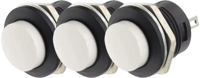 ProRide Drukknop Pulsschakelaar R13-507 - 16mm Inbouw - 250V/3A - Normally Open - Wit - 3 stuks