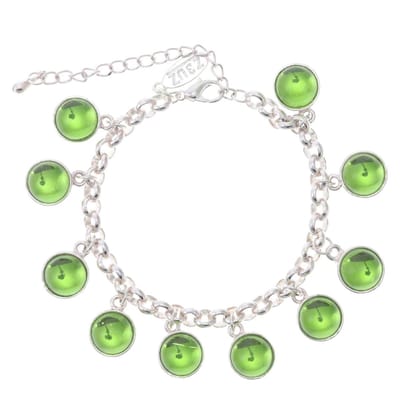 Behave - armband zilverkleur - groene steentjes - trendy look