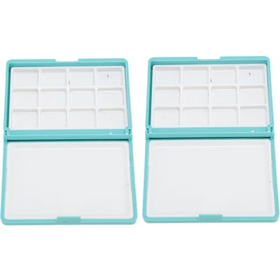 2 Stuks Draagbare Aquarel Doos Afneembaar Gemakkelijk Schoon te Maken Compact Mini Aquarel Palet Doos voor Beginners Kunstenaars Blue 12