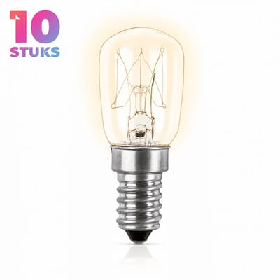 10x Mini Gloeilamp E14 - 15W - Warm Wit Licht (2700K) - 110 lm - 1 jaar - Dimbaar - Geschikt voor koelkast, afzuigkap, naaimachine