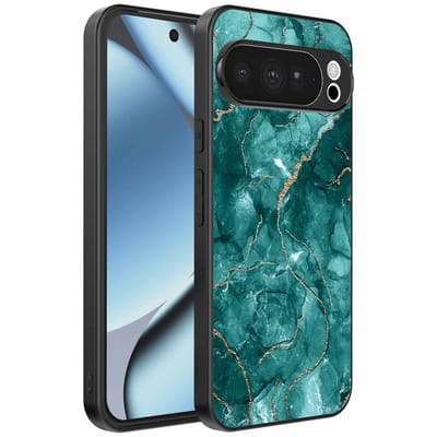 Geschikt voor Google Pixel 10 Pro Telefoonhoesje met marmer opdruk - TPU backcover case marble design - Goud Groen - Smartphonica geschikt voor Google Pixel 10 Pro