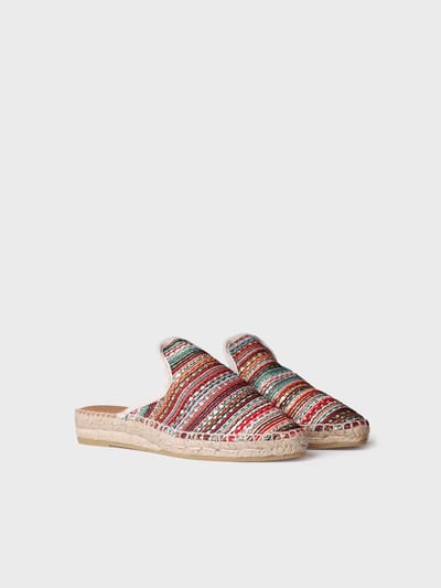 Rugloze espadrille voor dames van veelkleurige stof | ODET-CH