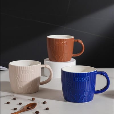 Reliefbeer Enkele Beker Unieke Anime Riem Keramische Beker Studenten Waterbeker Grote Dop Huisgebruik Set Beker Duurzaam Duurzaam 320ML