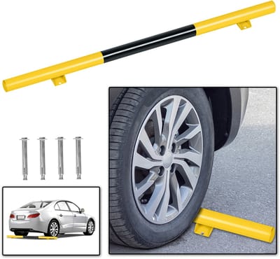 Froadp Parkplatzsperre Garagenstopper Parkplatzbegrenzer Anfahrschutz Met Reflexstreifen Fahrzeugstopper Radstopp Parkbegrenzung Parkplatzbegrenzung Für Garage Einparkhilfe 180x13,5x9,5 Cm