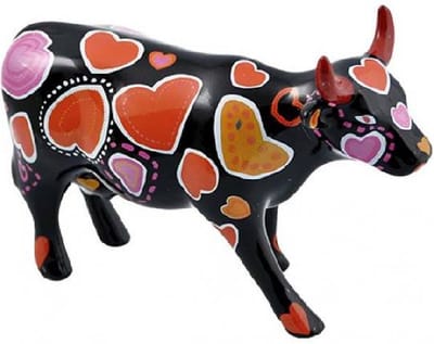 CowParade | Cowween of Hearts | medium ceramic