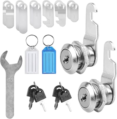 2-delige brievenbus slot set met 6 verschillende sluitplaten, 16 mm kastslot, universeel mailbox slot met sleutel voor meubels en beveiliging