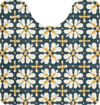 WC mat met uitsparing 55x60 cm - Antislip - Motief - Tegel - Okergeel - Toiletmat met uitsnijding - Vloermat - Douchemat - Toilet tapijt - Toiletmatten