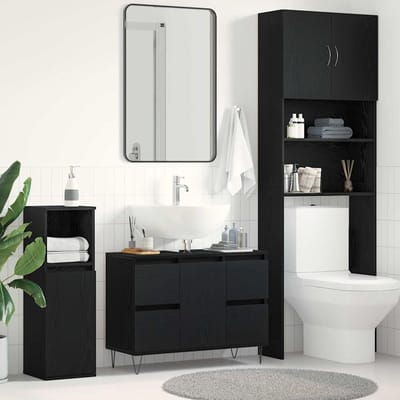 vidaXL - Wastafel - kabinet - voor - de - badkamer - Zwart - Eiken - 80 - x - 33 - x - 60 - cm
